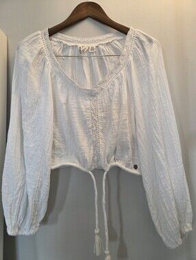 Roxy White Lace-Trim 100% Cotton Chemise